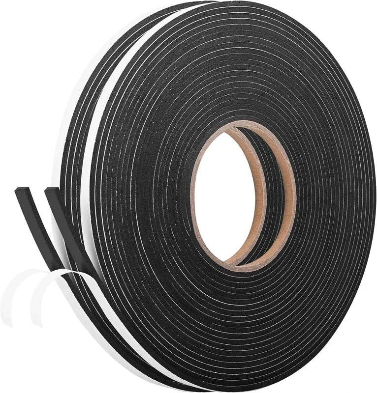 2 Rolls Self Adhesive Foam Tape Weatherstrip 7mm(W) x3mm(T) x10m (L) High Density Foam Insulation Strips Seal Weather Stripping with Strong Adhesive for Door and Window Soundproofing