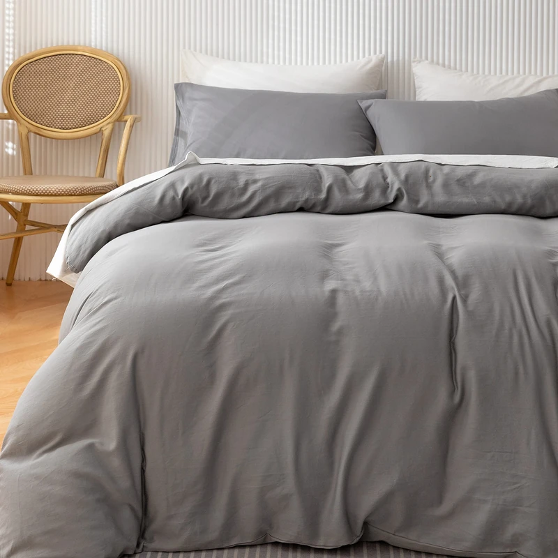 HeimenAogo Egyptian Cotton Duvet Cover Set King, Ultra Soft and Breathable Comforter Cover with Zipper Closure, High Thread Count Long Staple Cotton Blanket Cover 3pcs (104"×90"), Alloy