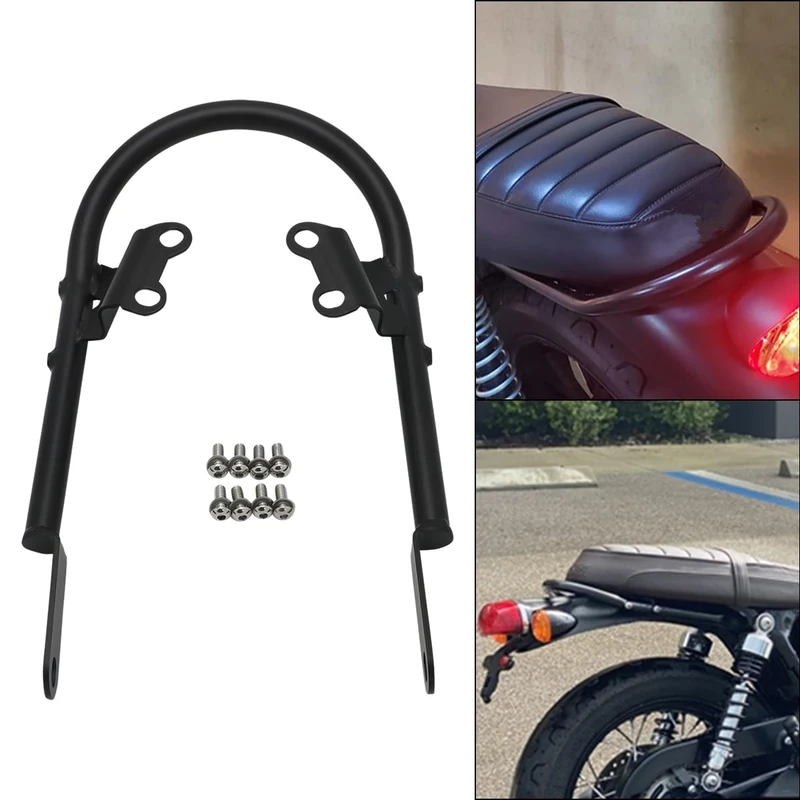 FENGREN Backrest Sissy Bar Luggage Rack Rear Seat Handle Grab Rail Bar for Triumph Bonneville T100 2017-2022 Bonneville T120 2016-2022 - Image 1
