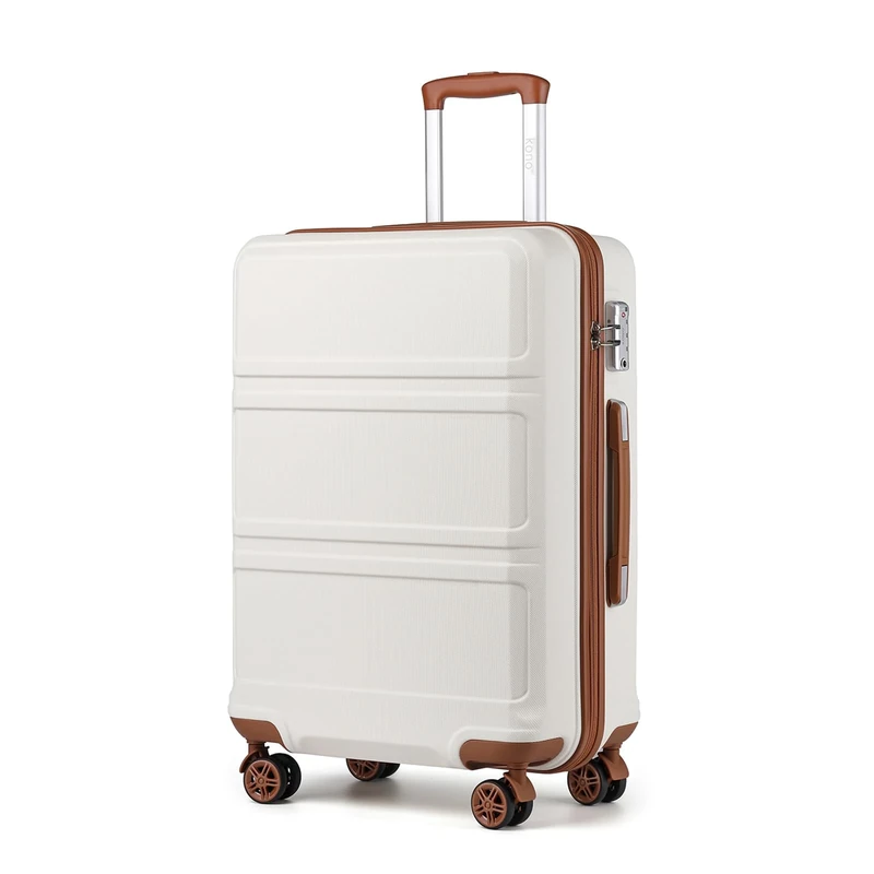 Kono Large Suitcase 28 Inch Luggage Lightweight ABS+PC Hard Shell Trolley Travel Case with TSA Combination Lock and 4 Spinner Wheels (28", Cream White)