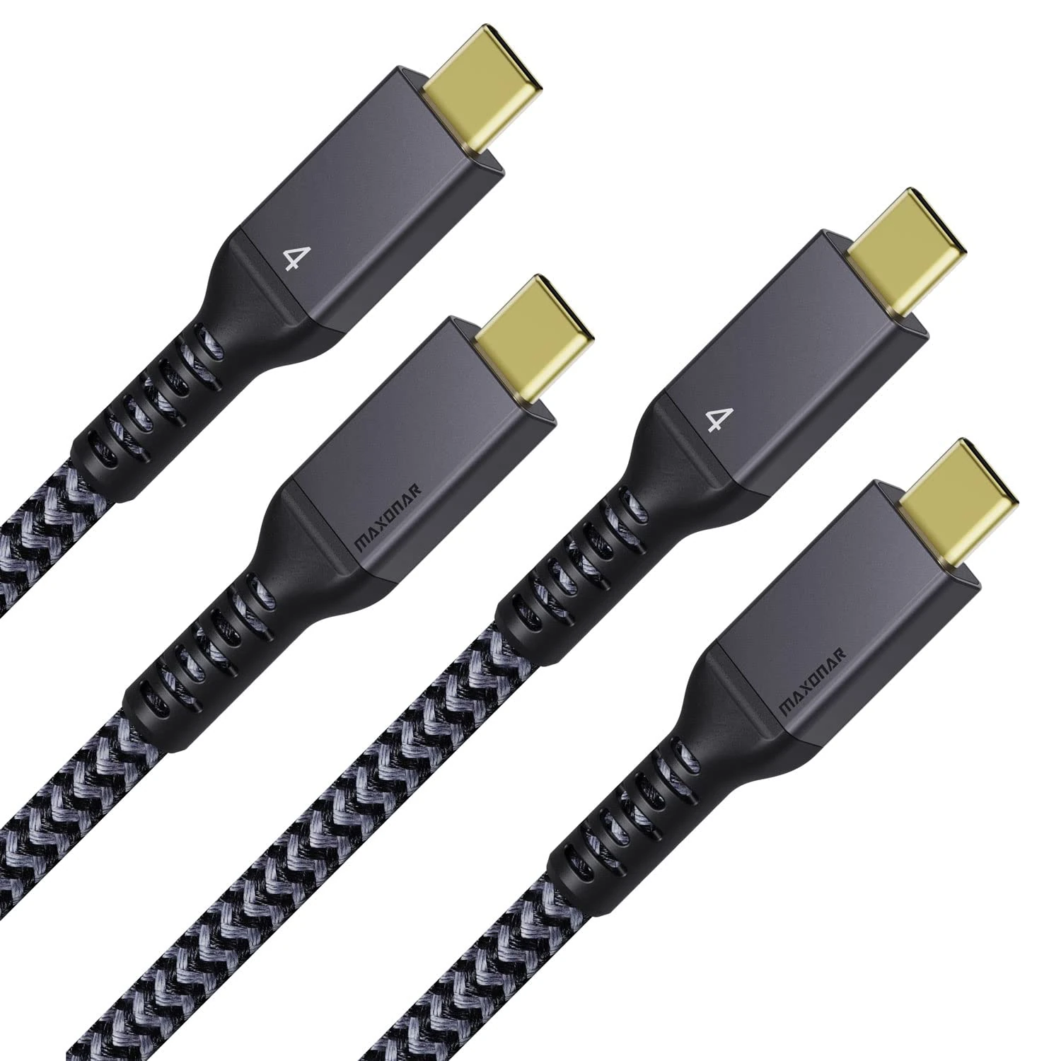 Maxonar Thunderbolt 4 Cable 2m/40Gbps, TB4 USB 4 Cable Supports 8K60hz/5K@60Hz/Dual 4K60hz Monitor,For Mac Studio,Studio Display,M1 M2 Macbook Air,Thunderbolt 4 SSD,eGpu,Docking Station 2 Packs