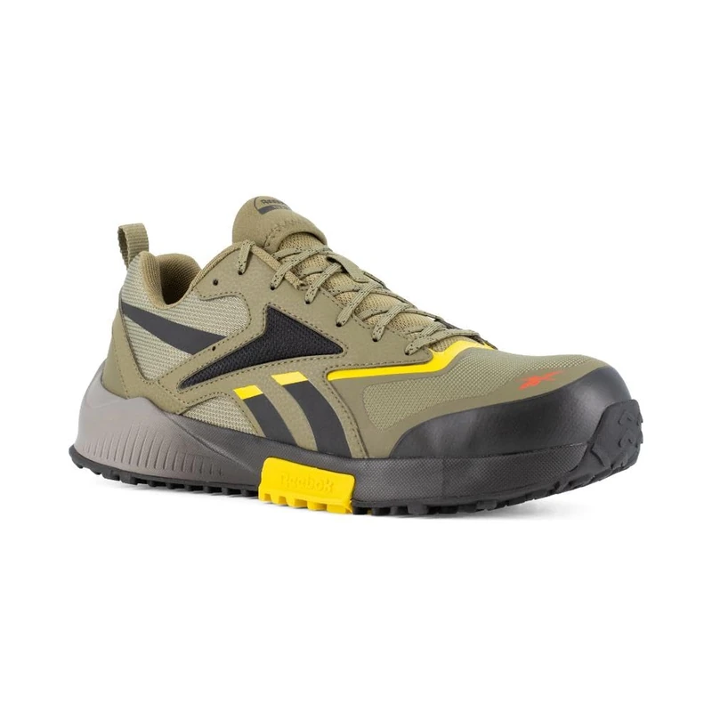 Reebok Work Lavante Trail 2 Work Composite Toe Mens Oxford, Army Green/Black/Yellow, 9.5 US