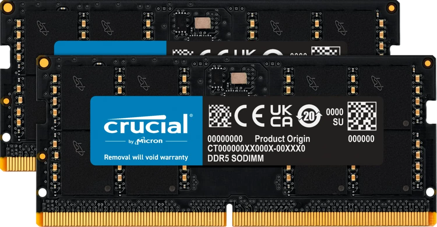 Crucial DDR5 RAM 32GB Kit (2x16GB) 5200MHz (or 4800MHz) SODIMM Laptop Computer Memory, Mini PC, High Performance RAM (or 4800MHz) - CT2K16G52C42S