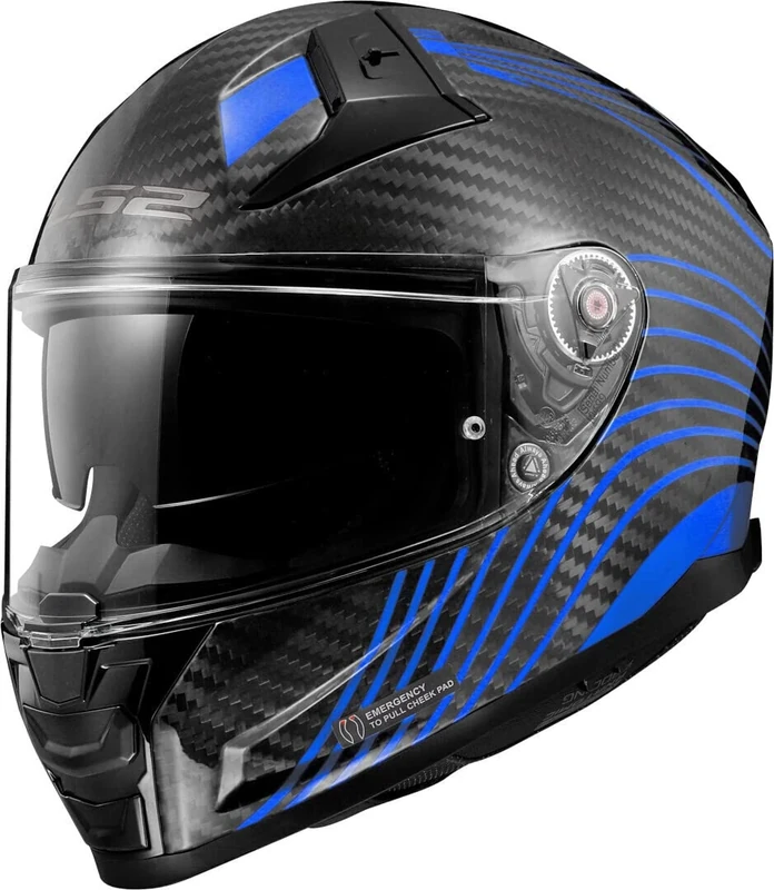 LS2 Full Face Motorcycle Helmet. Vector II Carbon Road Touring Motorbike Lid. FF811. ECE22.06 - FLUX- BLUE - (S) 55-56 CM