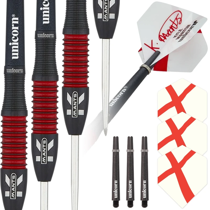 Unicorn Steel Tip Professional Darts Set | Kyle 'Smiler' Manton Generation 180 | 95% Tungsten Barrels with Black Titanium Coating | 26 g - Image 1