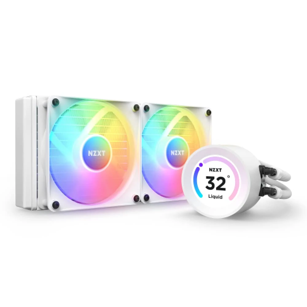 NZXT Kraken Elite 240 RGB - RL-KR24E-W1-240mm AIO CPU Liquid Cooler - Customizable 2.36" Wide-Angle LCD Display for GIFs, Images, Performance Metrics - 2 x F120 RGB Core Fans - White