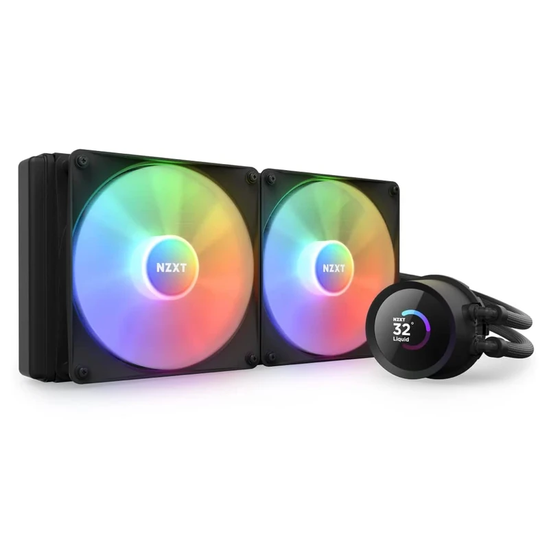 NZXT Kraken 280 RGB - RL-KR280-B1-280mm AIO CPU Liquid Cooler - Customizable 1.54" Square LCD Display for Images, Performance Metrics and More - 2 x F140 RGB Core Fans - Black