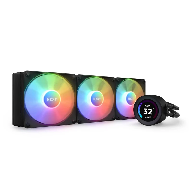 NZXT Kraken Elite RGB 360- RL-KR36E-B1-360mm AIO CPU Liquid Cooler - Customizable 2.36" Wide-Angle LCD Display for GIFs, Images, Performance Metrics - 3 x F120 RGB Core Fans - Black