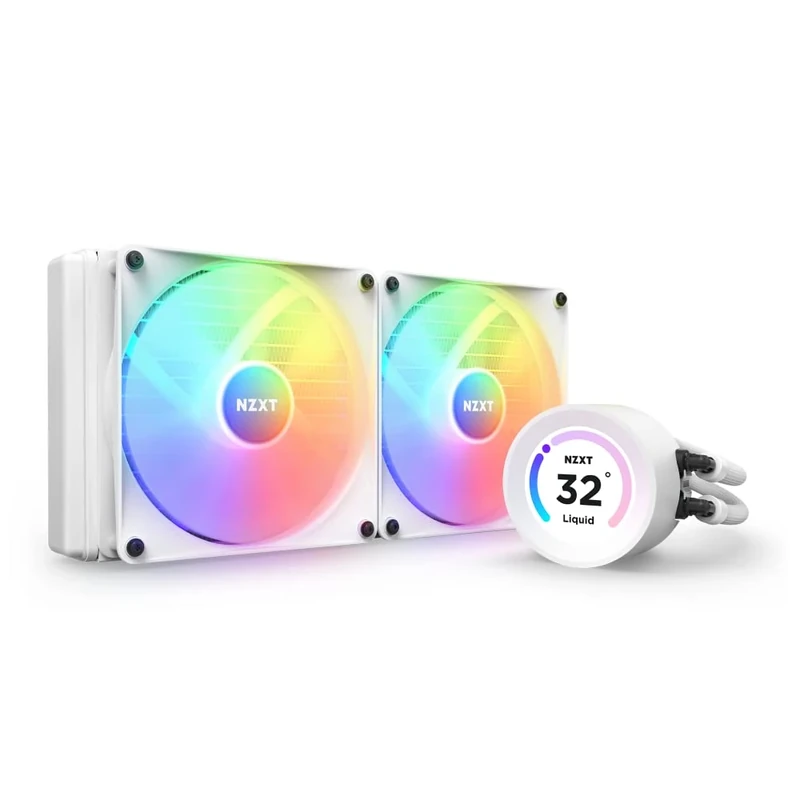 NZXT Kraken Elite 280 RGB - RL-KR28E-W1-280mm AIO CPU Liquid Cooler - Customizable 2.36" LCD Display for GIFs, Images, Performance Metrics - 2 x F140 RGB Core Fans - White