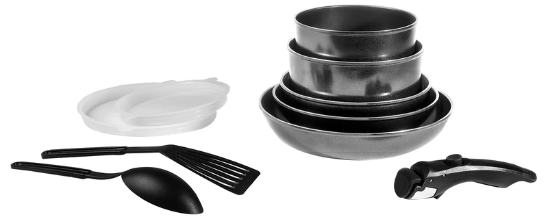 Cookware Set 10 Pieces Aluminium Induction Made in France Black