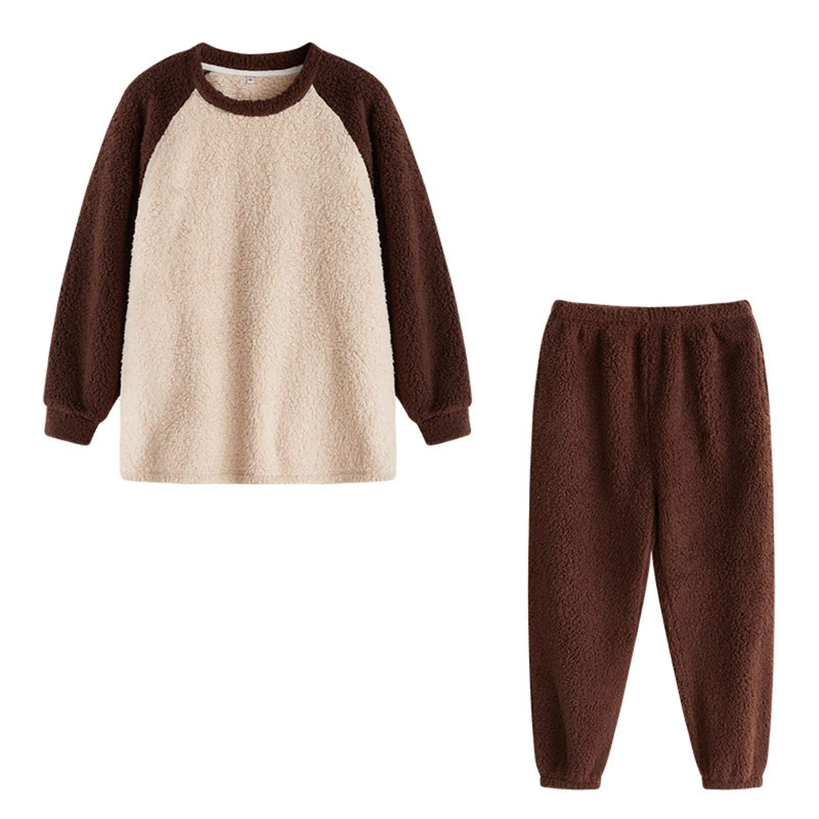 Pajama Set Loungewear Bathrobe Sleepwear Soft Comfy Flannel Pajamas Thermal Underwear Set for Women Nightgown Comfy,Brown,M(60kg/165cm)