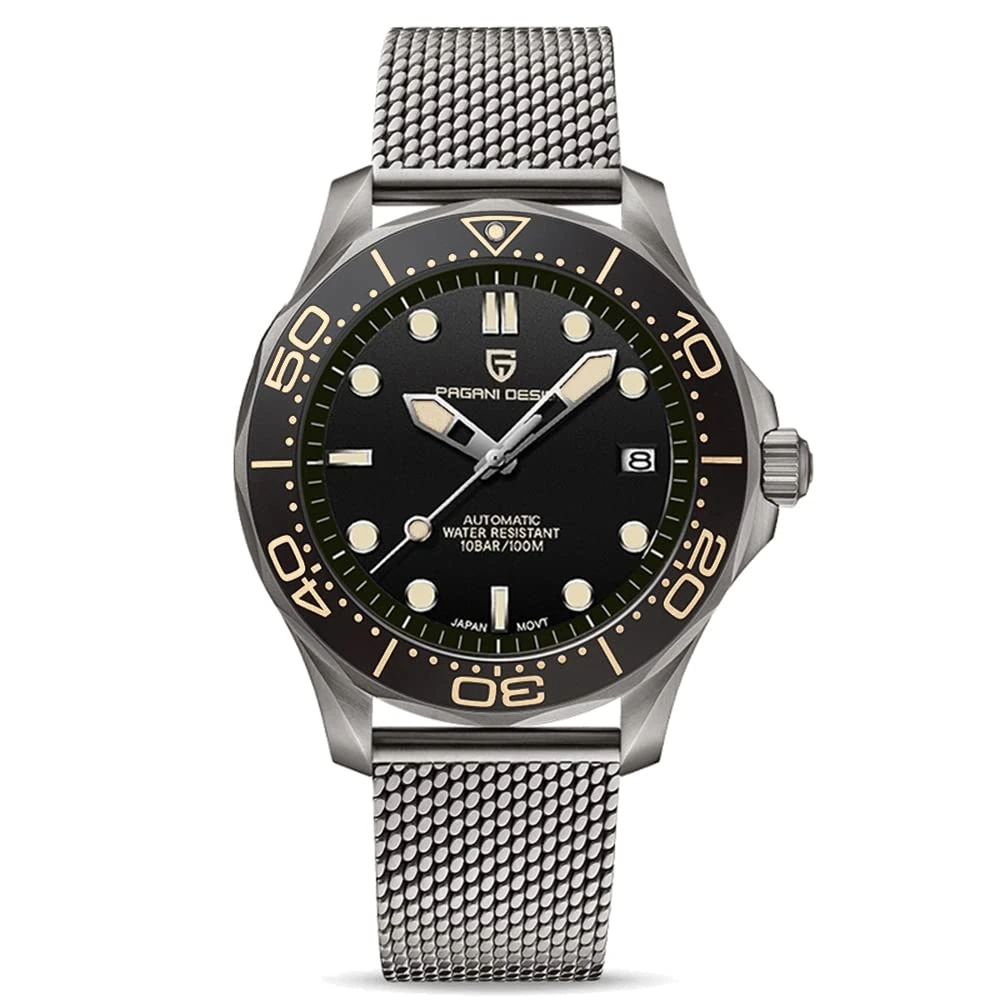 Pagani Design 007-Model Men's Automatic Watches Japan Movement Rotating Ceramic Bezel Stainless Steel Waterproof Self Winding Wrist Watch