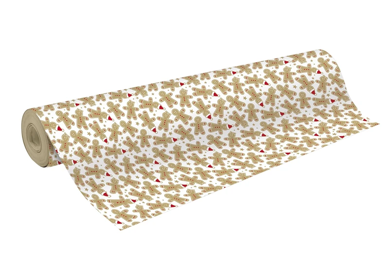 Clairefontaine 223906C - Roll of Gift Paper - Raw Kraft Paper 70g - Dimensions: 50x0,70m - Pattern: Gingerbread- Gift wrapping, ideal for professional packaging