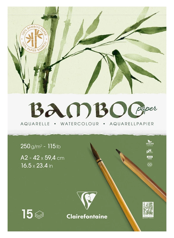 Clairefontaine 975921C - Bloc collé 15F Bambou A2 250g