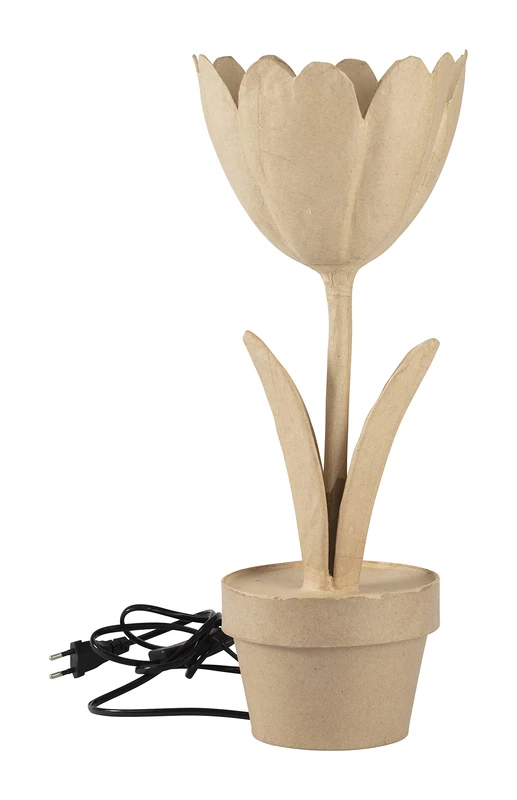 Décopatch HD077C - A lamp to personalize - Paper mache tulip support to decorate - Electric connection included - Dimensions: 14x14x35cm - Image 1