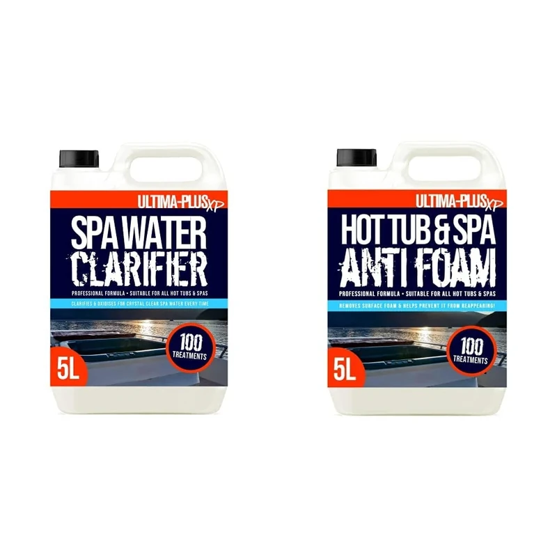 ULTIMA-PLUS XP Spa Water Clarifier - (5 Litres) & Hot Tub & Spa Anti Foam - Removes Surface Foam Quickly and Easily - Suitable For All Hot Tubs (5 Litres)
