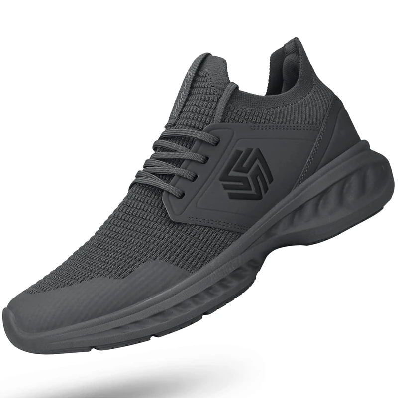 Giniros Mens Slip On Walking Shoes Non Slip Running Shoes Breathable Workout Shoes Lightweight Gym Sneakers, Dark Grey, 10.5