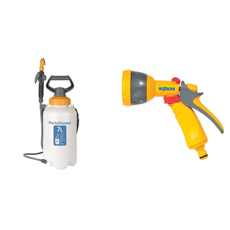Hozelock Ltd 4140A0000 PortaShower, 610.0 mm*60.0 mm*170.0 mm & HZ2676P0000 Spray Gun, Multi-Colour