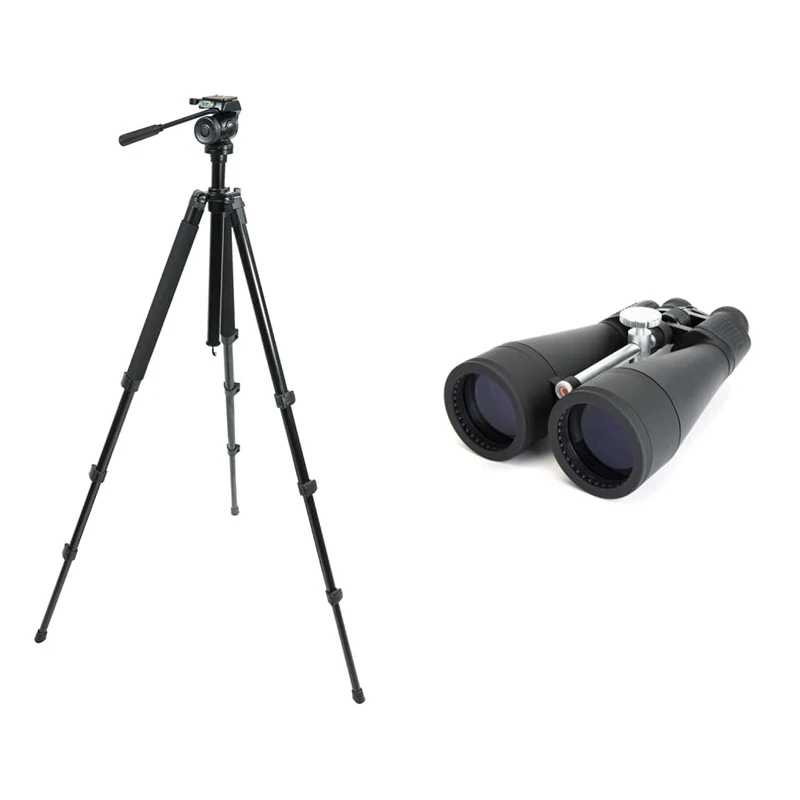 Celestron 82050 Trailseeker with Fluid Pan Head Tripod - Black & 71018 SkyMaster 20x80mm Porro Prism Binoculars with Multi-Coated Lens, BaK-4 Prism Glass and Carry Case, Black