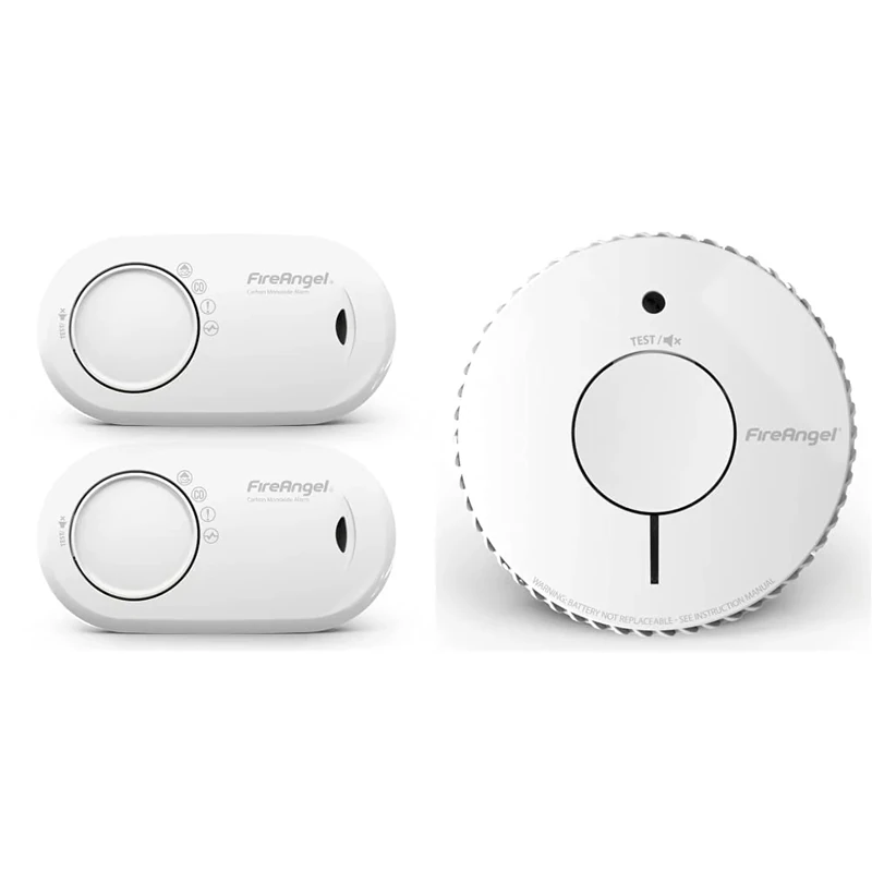 FireAngel FA3820-T2 10 Year Sealed Battery Alarm Carbon Monoxide & FireAngel Optical Smoke Alarm with 10 Year Sealed For Life Battery, FA6620-R (ST-622 / ST-620 replacement, new gen) , White