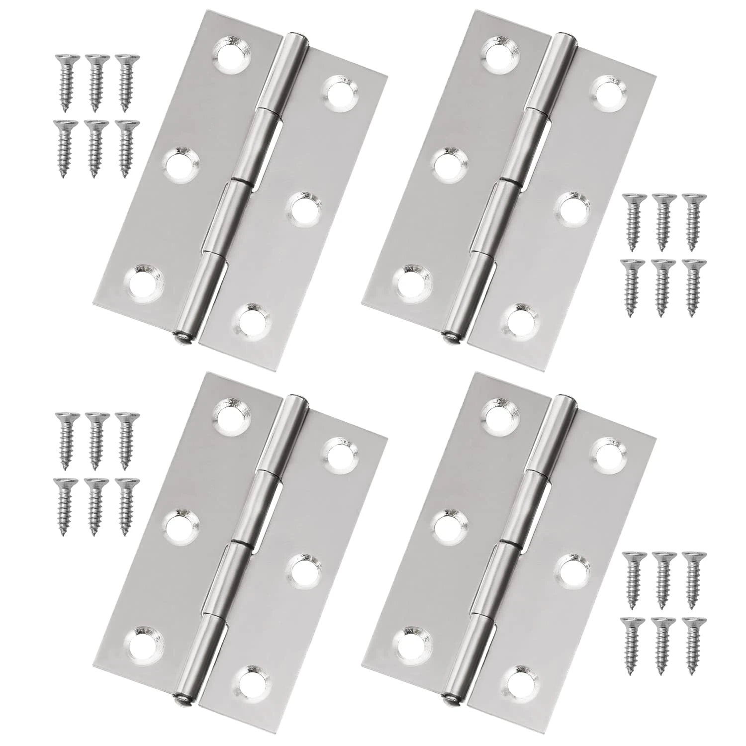 4X Small Stainless Steel Folding Butt Hinges, Hinges for Window, Cabinets, Closet, Wooden Boxes