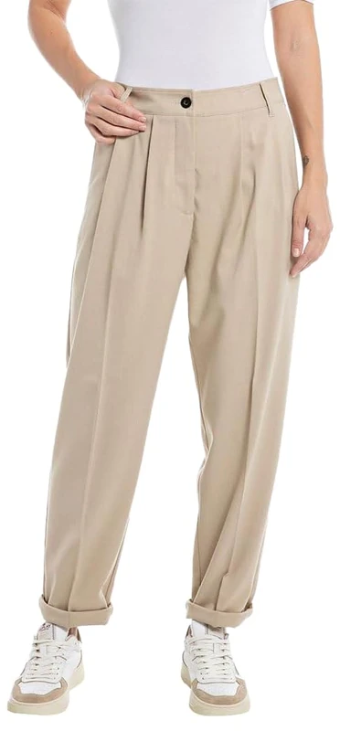 REPLAY Women's Baggy Trousers, Beige 769 (Beige), 28