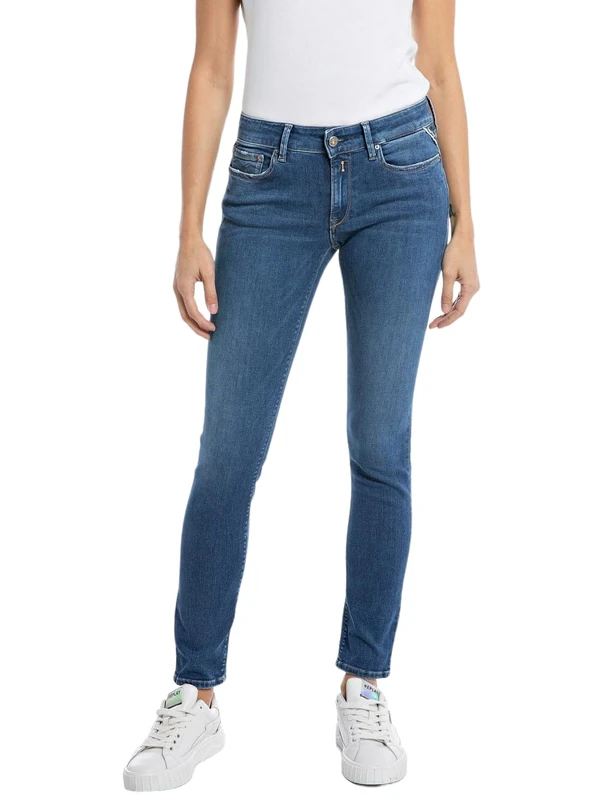 Replay women's jeans New Luz skinny fit with power stretch, blue (Medium Blue 009), 28W / 28L