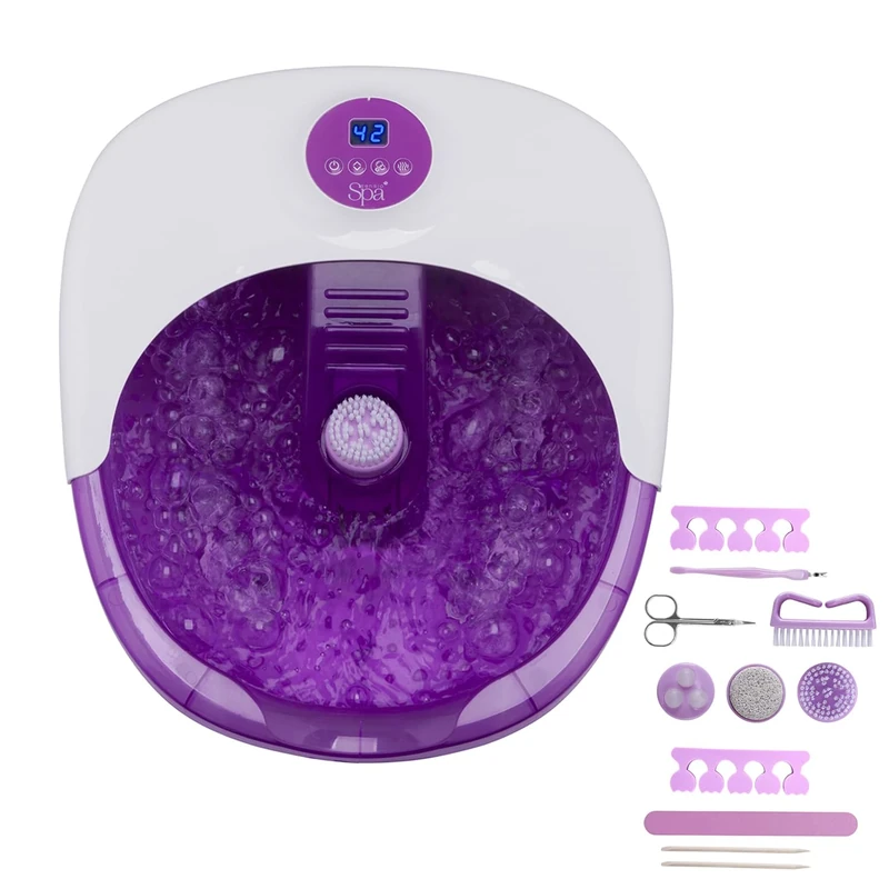 Sensio Luxury Foot Spa Massager Pedicure Bath - Digital Touch Screen Temperature Control – Nine Pedicure Plus Three Massage Accessories - Pamper Your Feet with Heat, Bubbles and Massaging Tools