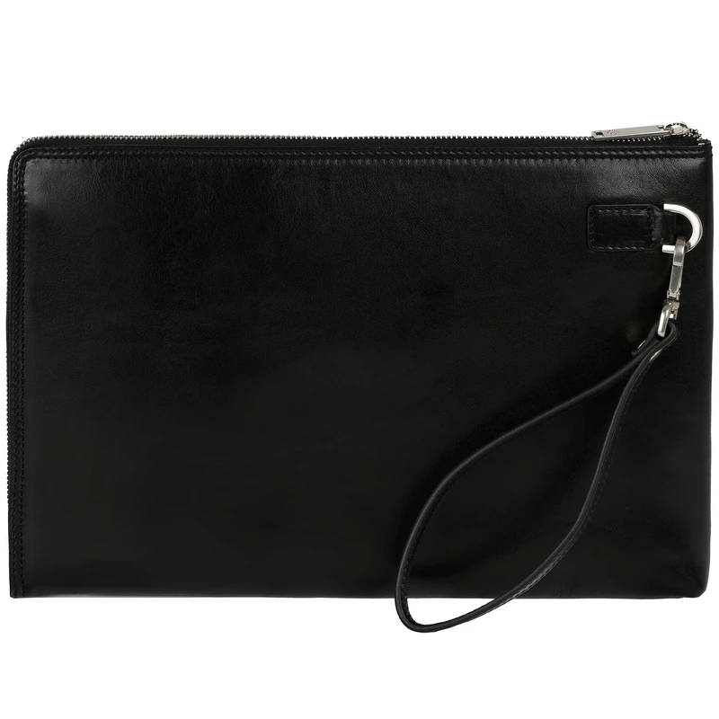 Time Resistance Leather Clutch for Men Organizer Wrist Bag Briefcase Handmade in Italy