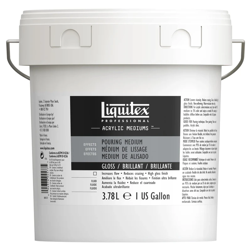 Liquitex 8870514 Watering and Pouring Medium, Waterproof, Non-Yellowing, Flexible, Increases Paint Flow - Pouring Medium for Acrylic Paints 3.78 Litre Bucket - Image 1