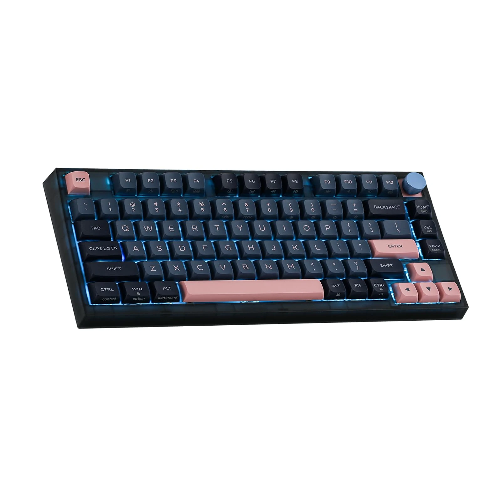 EPOMAKER SKYLOONG GK75 Lite Gasket-like Mount Wired Hot Swappable Programmable Keyboard with A Rotary Knob, Win/Mac Compatible (Blue Pink, Gateron Optical Yellow)