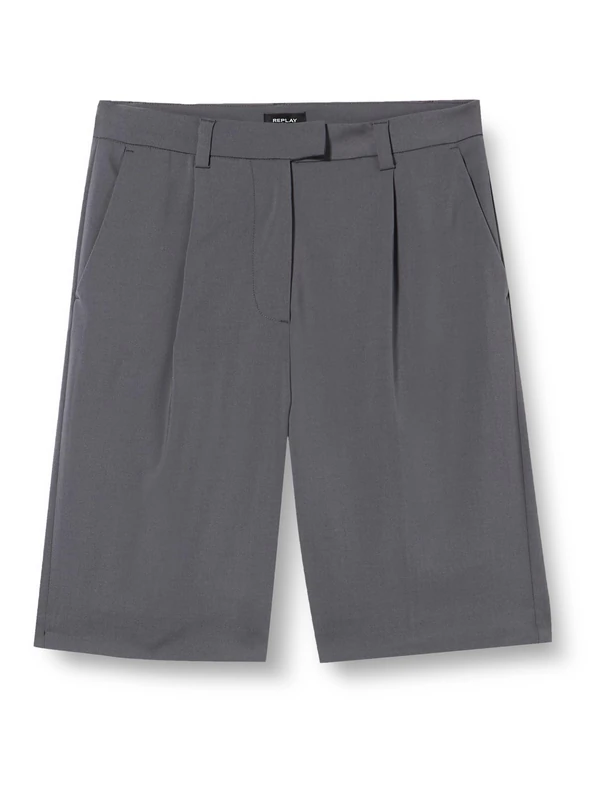 REPLAY Adult W8089 Poly/Wool Stretch Plain Bermuda Shorts, Iron Gray 493, 26