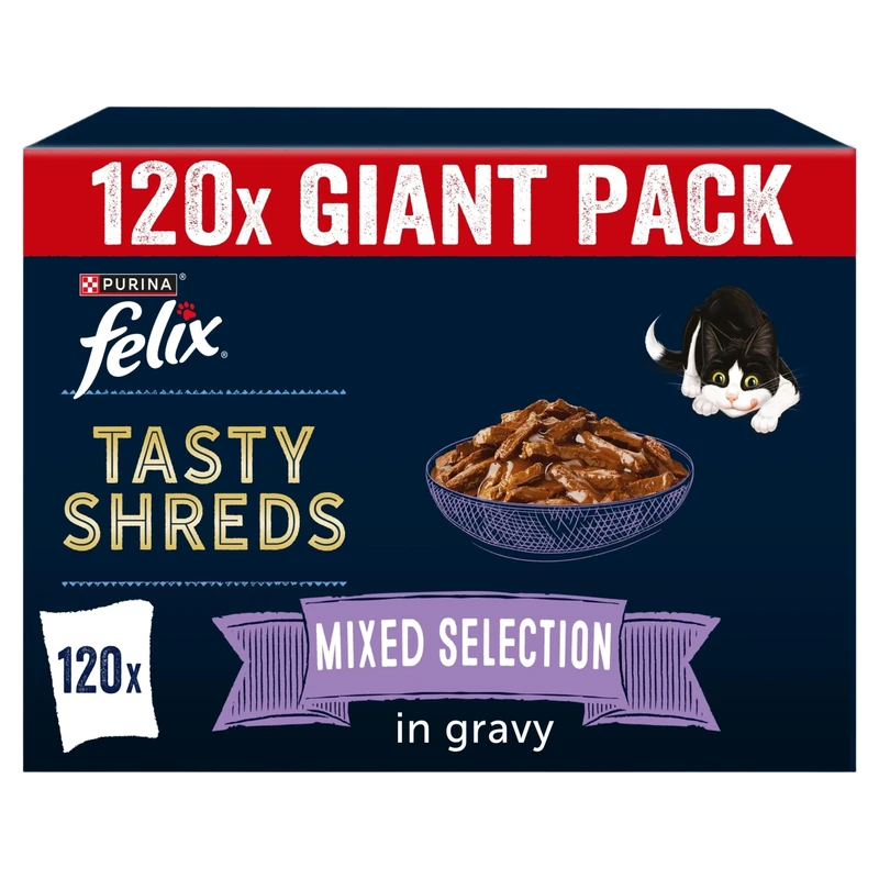 FELIX Tasty Shreds Mixed Selection in Gravy Wet Cat Food 120x80g