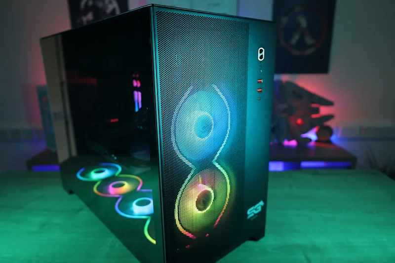 SaharaGaming P480MB-E RGB ATX PC Case (4 x 12cm Modular Pirate Eye ARGB fan, Cable Management, 10 Ports Fan Hub, PWM, SYNC) Black