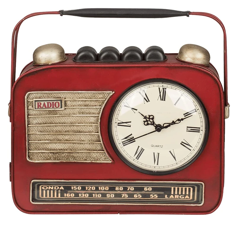Out of the blue Metal Key Box Radio with Clock, Red, One Size - Image 1