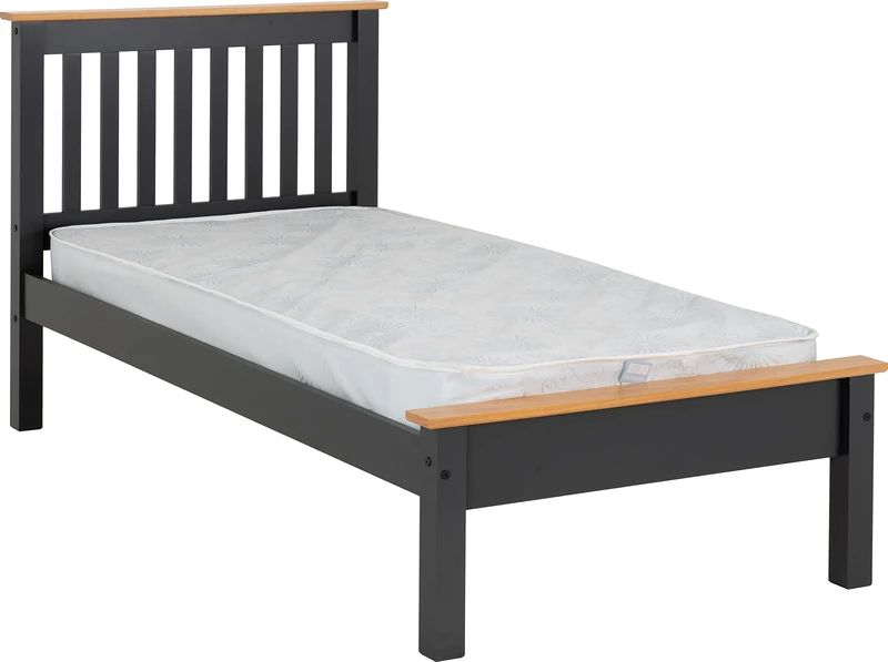 Seconique Monaco 3' Single Low End Bed in Grey/Oak Effect