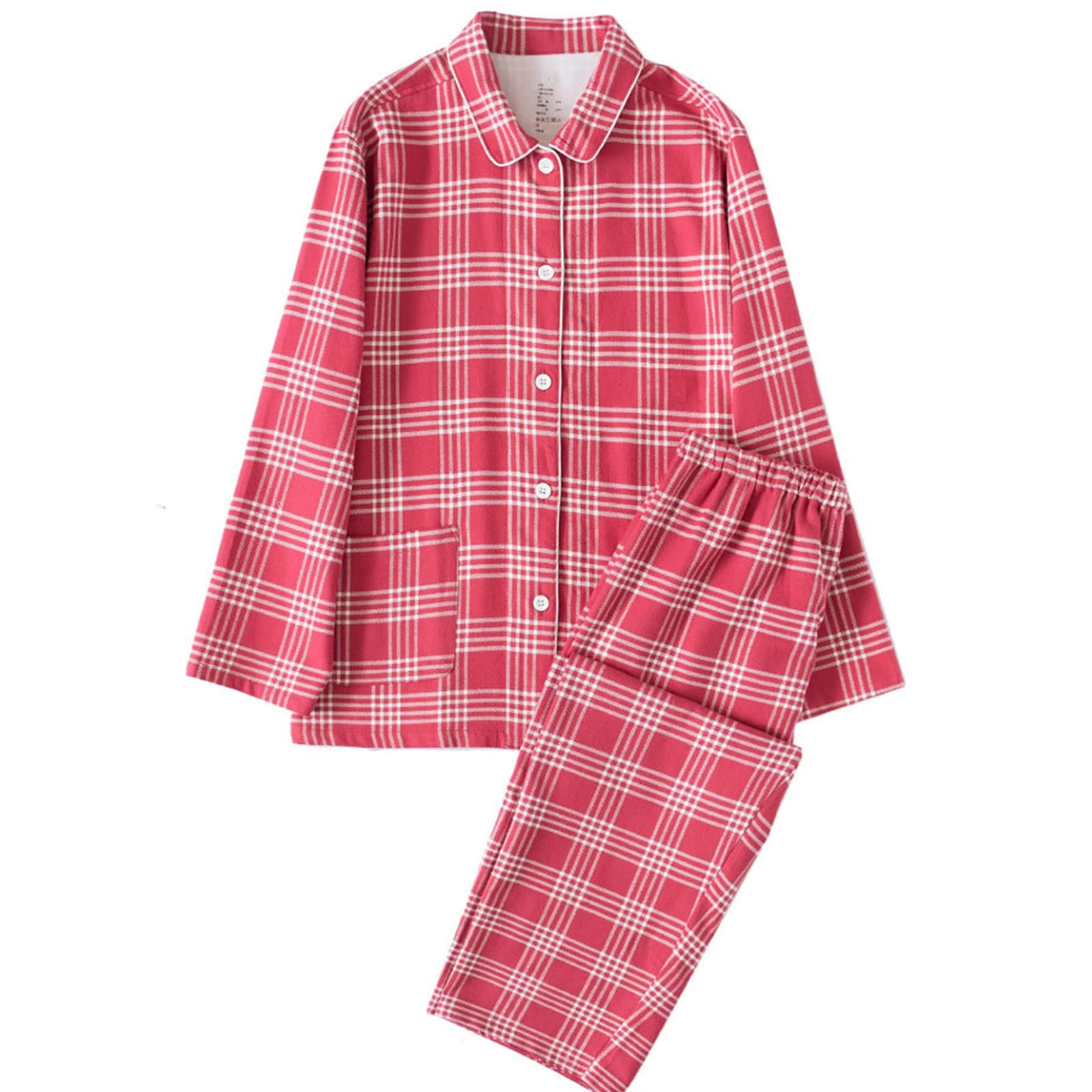Pajamas Set Loungewear Pjs Cotton Ultra-Soft Women’s Pajama Pant Set Nightgown Grid Stripe Comfy Two-piece,Pink 1,XL(175cm/70kg)