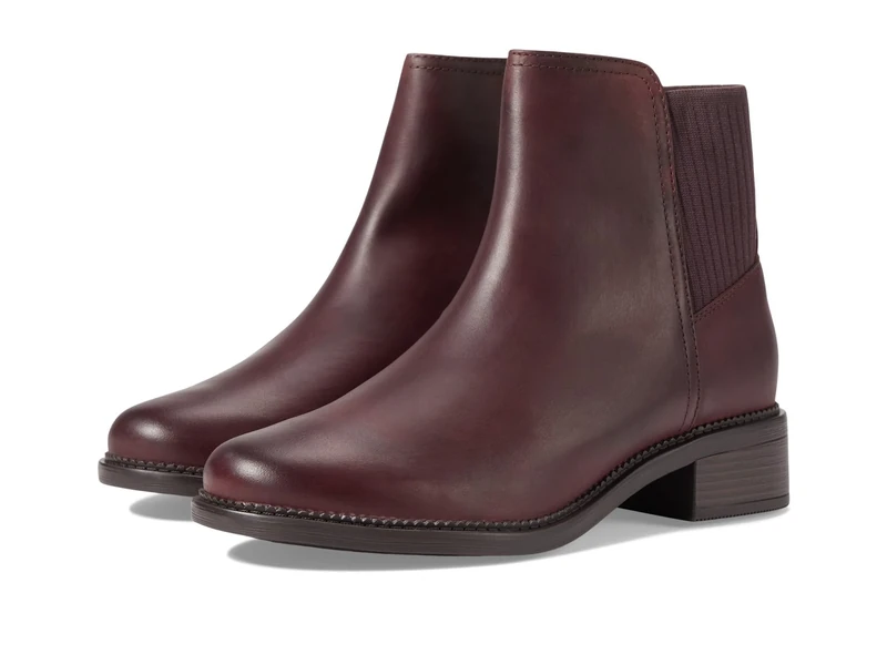 Clarks Women's Maye Palm Chelsea Boots, Bordeaux leather, 2.5 UK