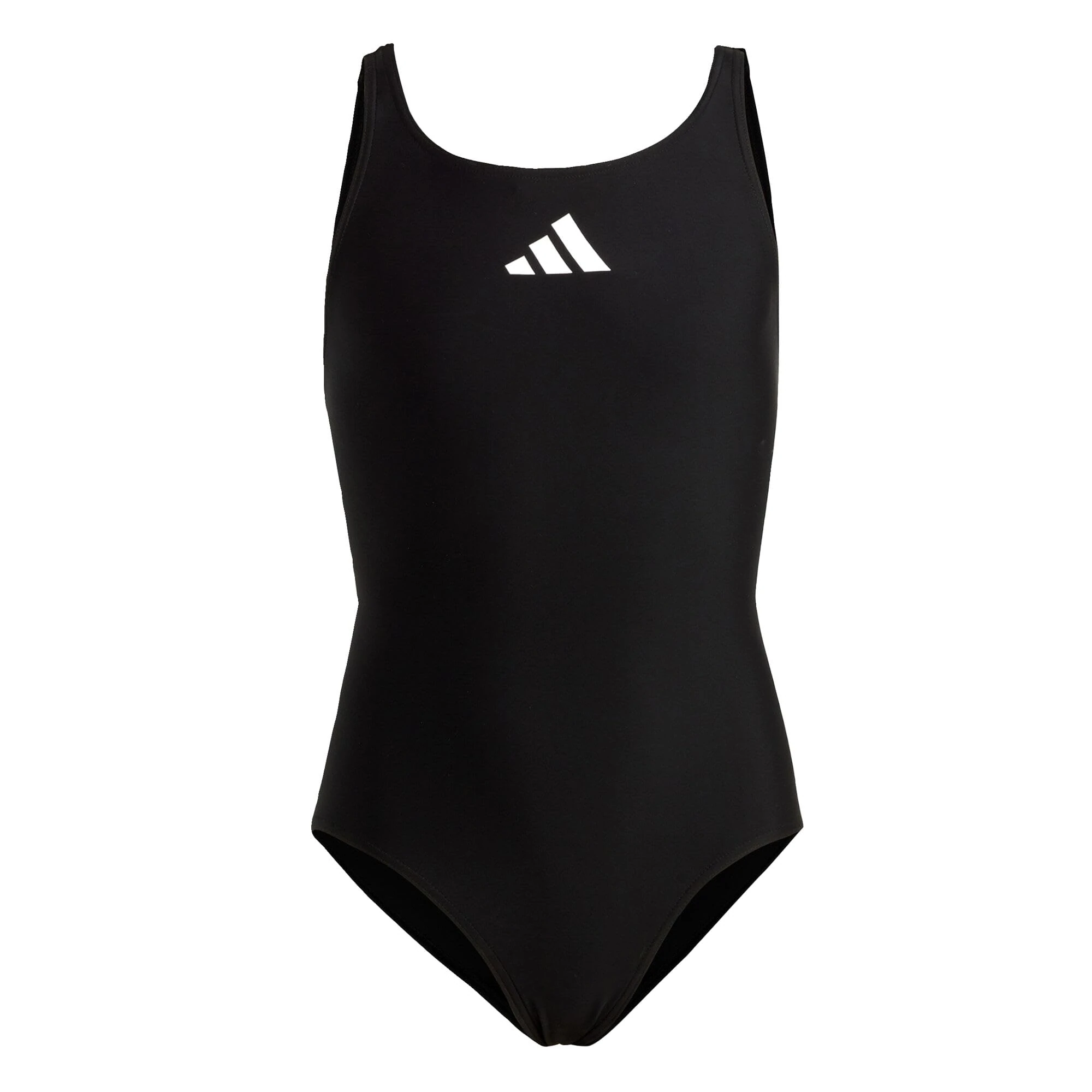 adidas Girl's Solid Small Logo Swimsuit, Black / White, 5-6 Years