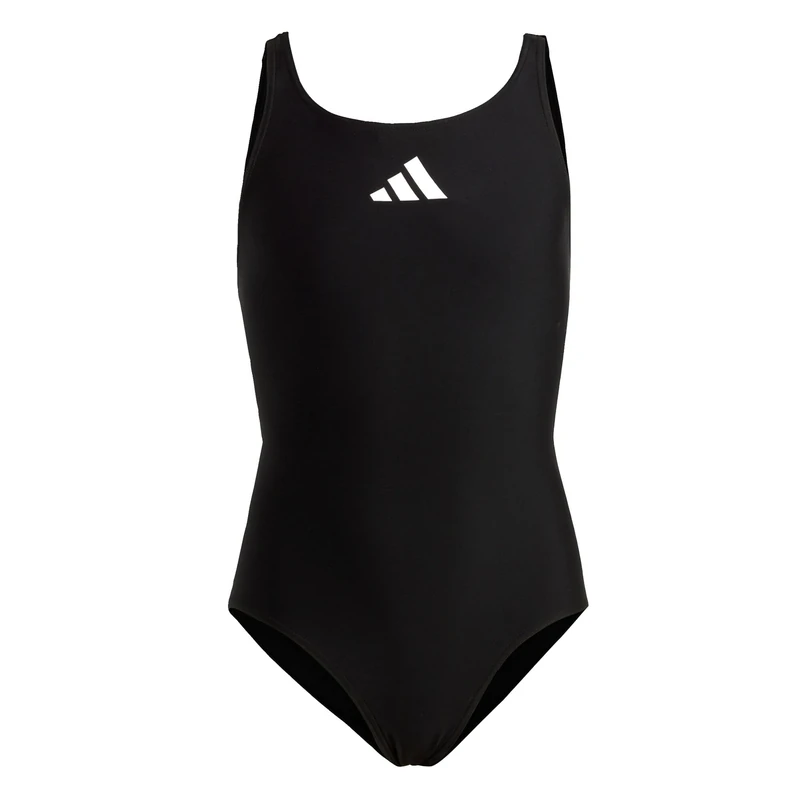 adidas Girls Solid Small Logo Swimsuit - Black/White 11-12 Years