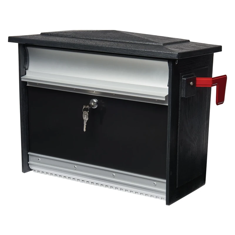 Architectural Mailboxes Mailsafe Aluminum Wall-Mount Mailbox, MSK00BAM, Black