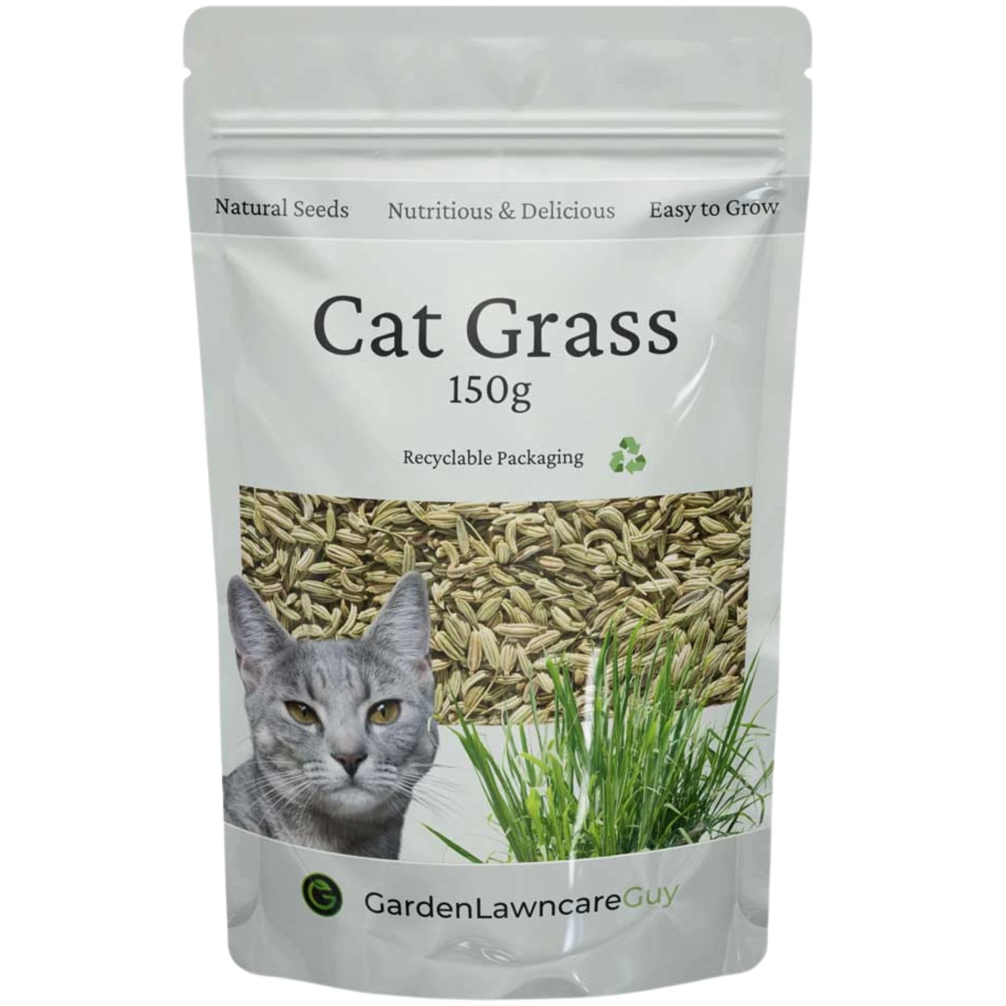 Cat Grass Seeds UK for Indoor & Outdoor Cats - Nutritious & Delicious Source of Fibre - Fast Growing - 150g Bulk Pack Makes 50 pots