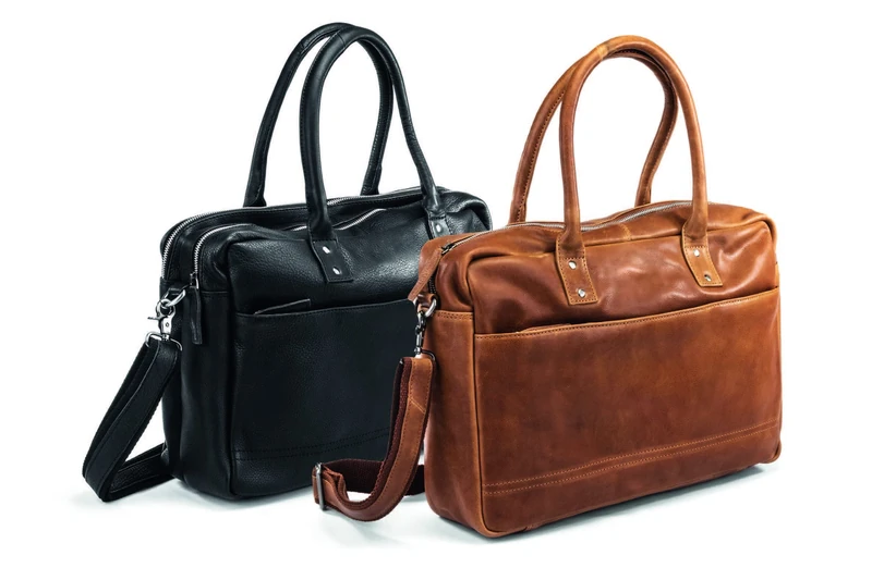 HIIERO Messenger Lifestyle Bag - Black Cowhide Messenger Bag