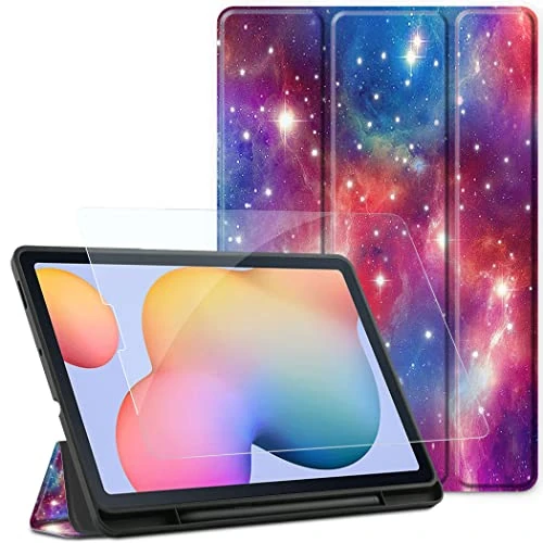 EasyAcc Case Compatible with Samsung Galaxy Tab S6 Lite 2022/2020 10.4 Inch with Screen Protector - Ultra Thin with Stand Function PU Leather Protective Case for SM-P610N/P613N/P610N/P615N, Purple
