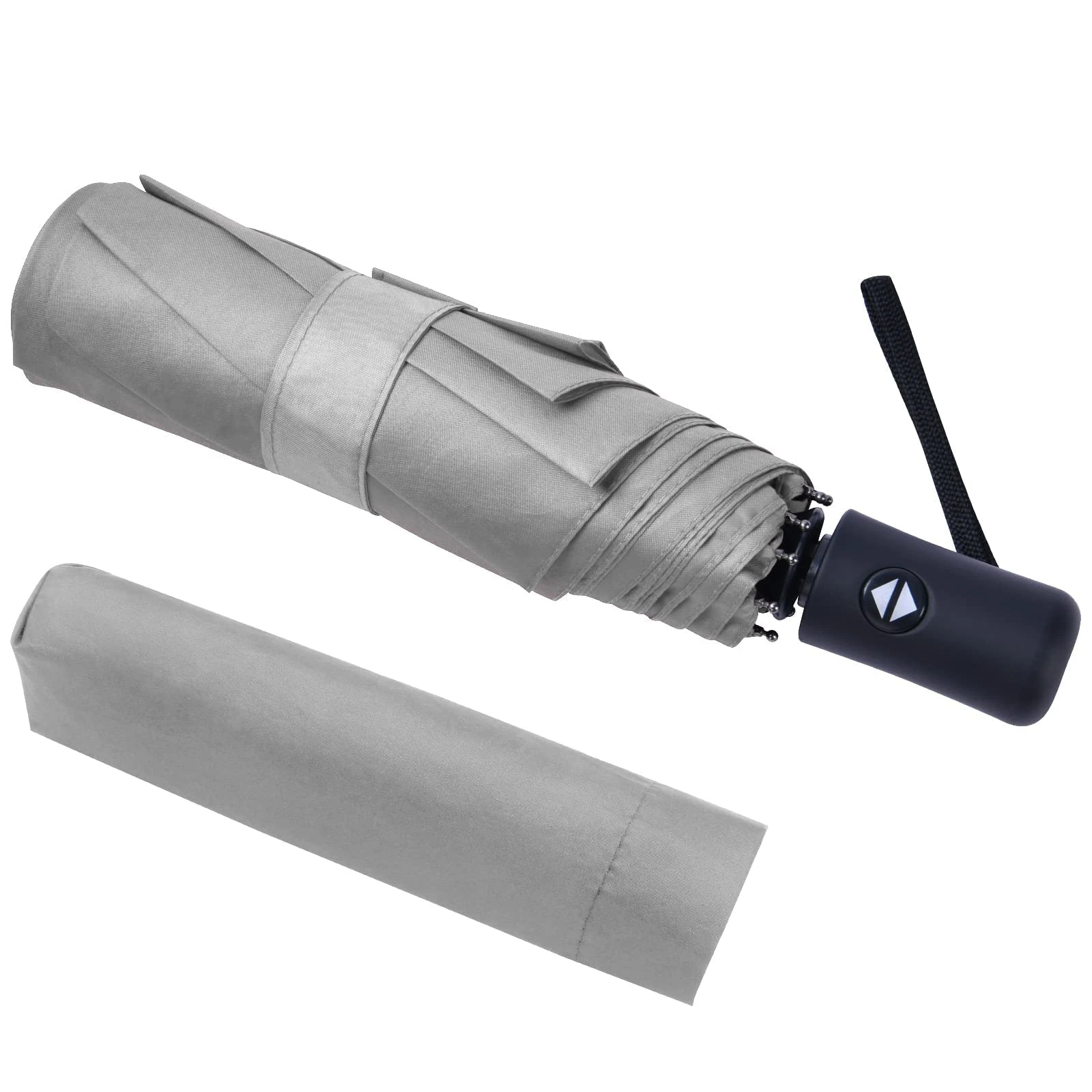 Vicloon Travel Umbrella, Folding Umbrella, 8 Ribs Compact Windproof Umbrella, Auto Open/Close, Sturdy Reinforced Canopy Automatic Portable Umbrella for Men&Women (Grey)