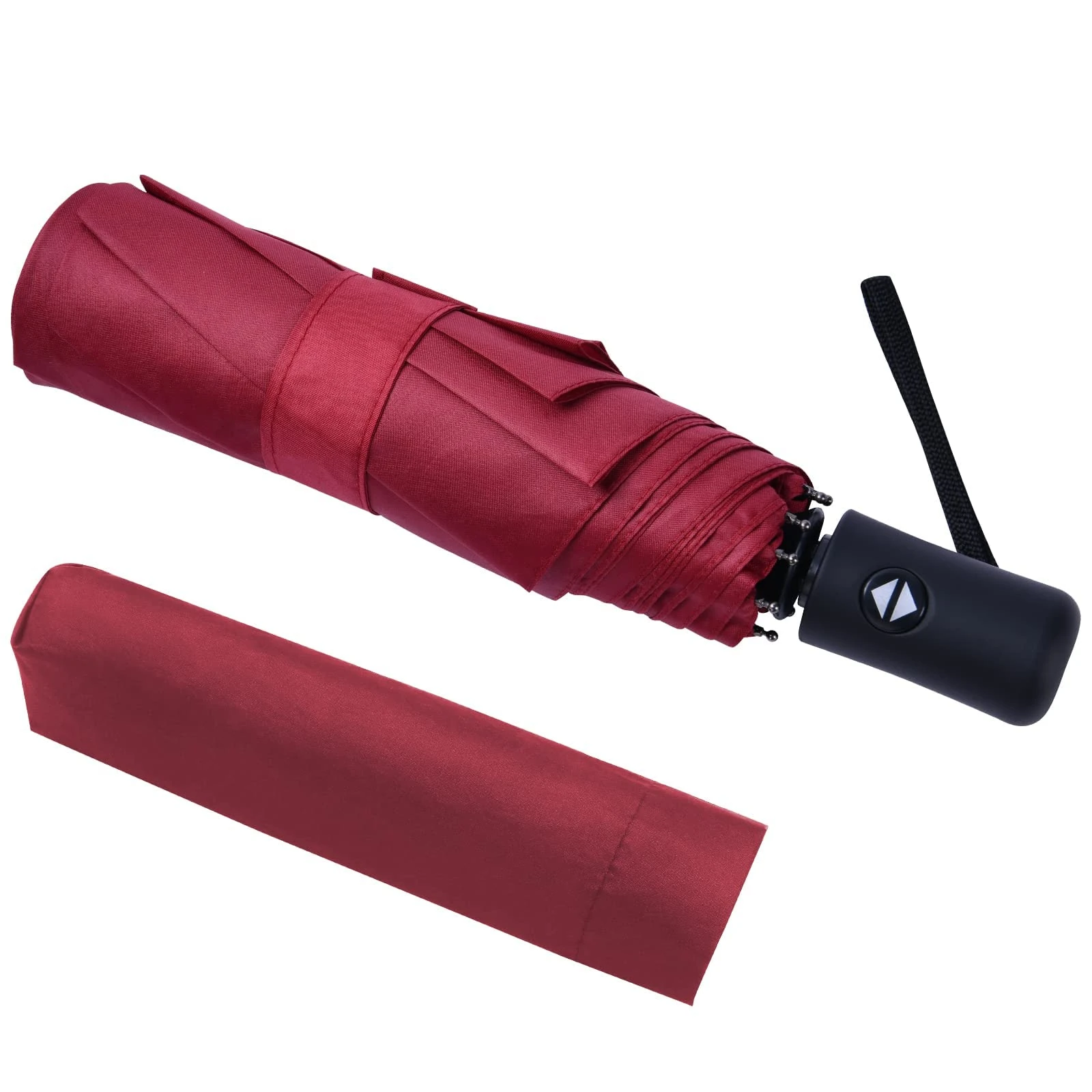 Vicloon Travel Umbrella, Folding Umbrella, 8 Ribs Compact Windproof Umbrella, Auto Open/Close, Sturdy Reinforced Canopy Automatic Portable Umbrella for Men&Women (Wine Red)