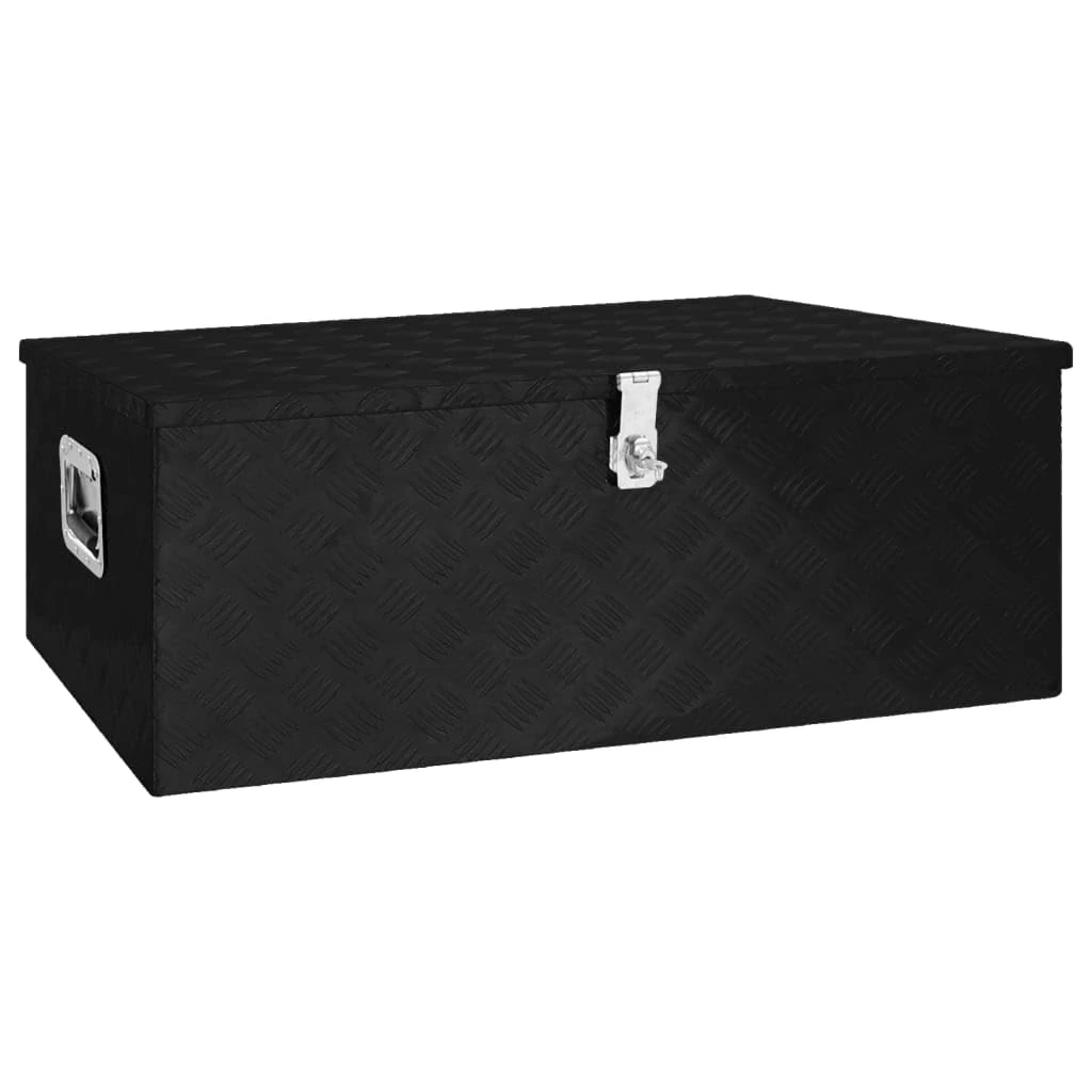vidaXL Black Storage Box, 100x55x37 cm, Lightweight Aluminium Design, Rust-Resistant, Lockable System, Ideal for Tool & Accessory Storage, Camping Trips