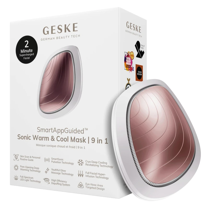 GESKE | SmartAppGuided™ Sonic Warm & Cool Mask | 9 in 1 | Beauty LED Face Mask | Full LED Spectrum and Red Light Therapy | heat | Cooling | Increased uptake of facial care products | facial massager - Image 1