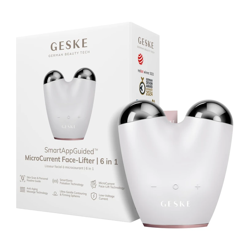 GESKE SmartAppGuided™ MicroCurrent Face Lifter | 6 in 1 | Anti-aging device | Instant face lift | Skincare tool | Remove wrinkles for firm & youthful skin | Advanced smoothing facial firmer - Image 1
