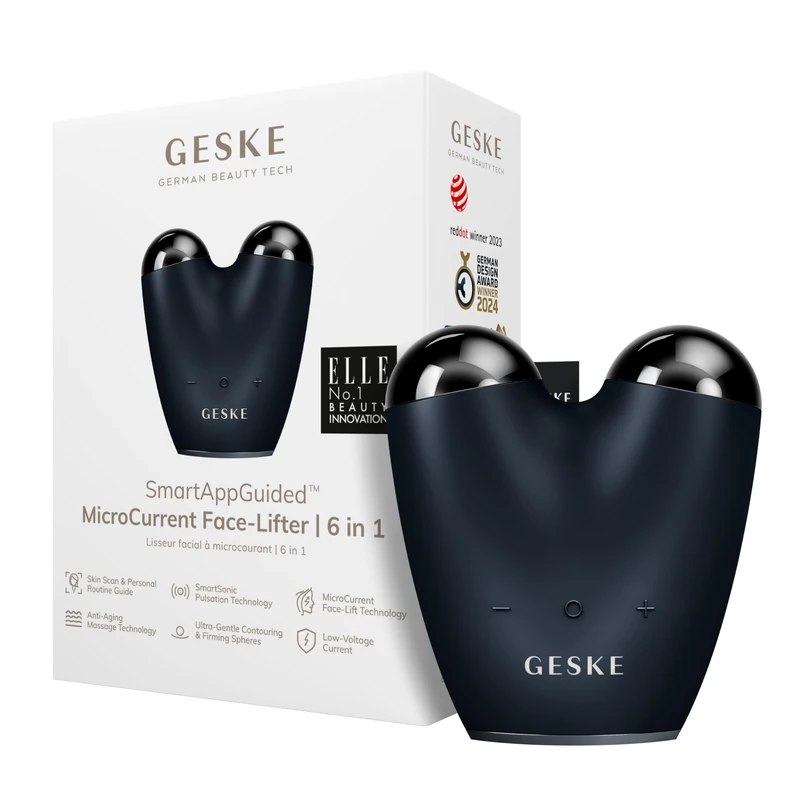 GESKE SmartAppGuided™ MicroCurrent Face Lifter | 6 in 1 | Anti-aging device | Instant face lift | Skincare tool | Remove wrinkles for firm & youthful skin | Advanced smoothing facial firmer